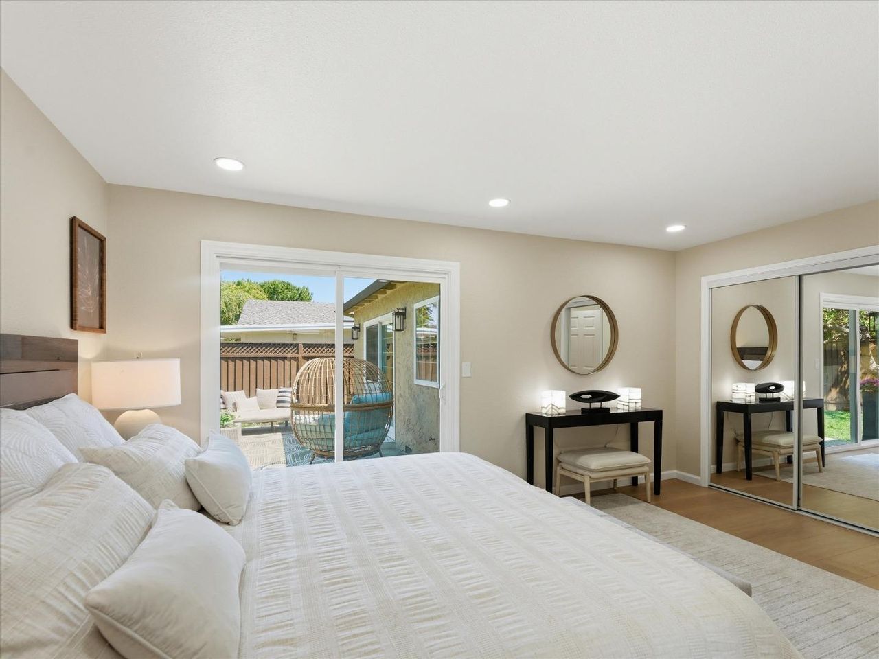 Bedroom looking out to the patio at 4999 Massachusetts Dr