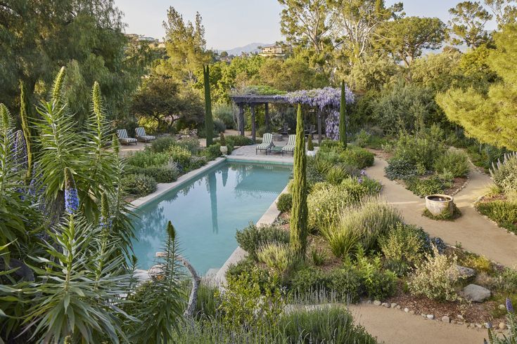 Backyard garden landscaping at a Portola Valley estate