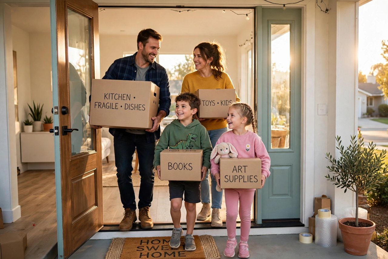 Family moving into their new Silicon Valley home on move-in day