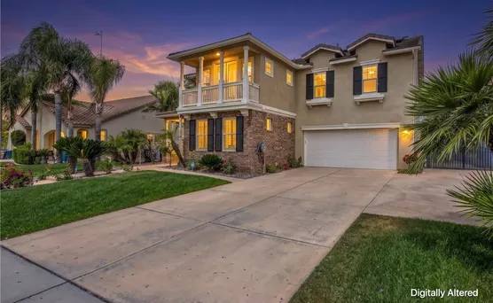 Contemporary two-story home in Central Sunnyvale at dusk
