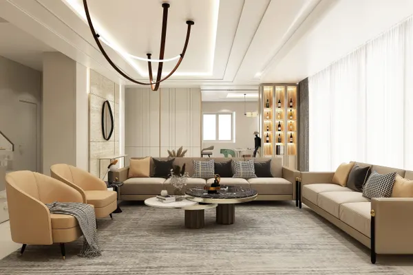 Elegant estate living room near the Los Altos Golf & Country Club