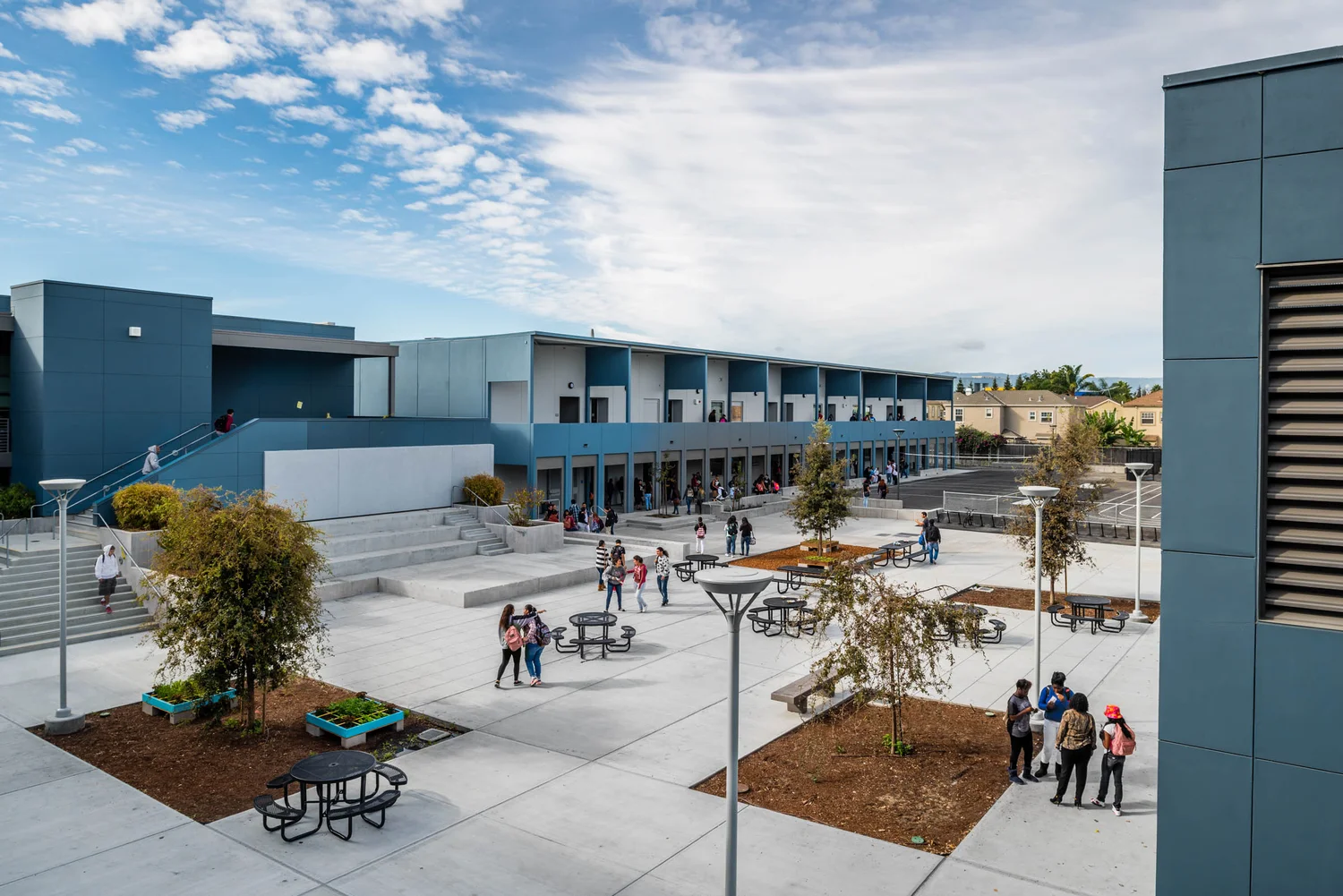 California school building entrance