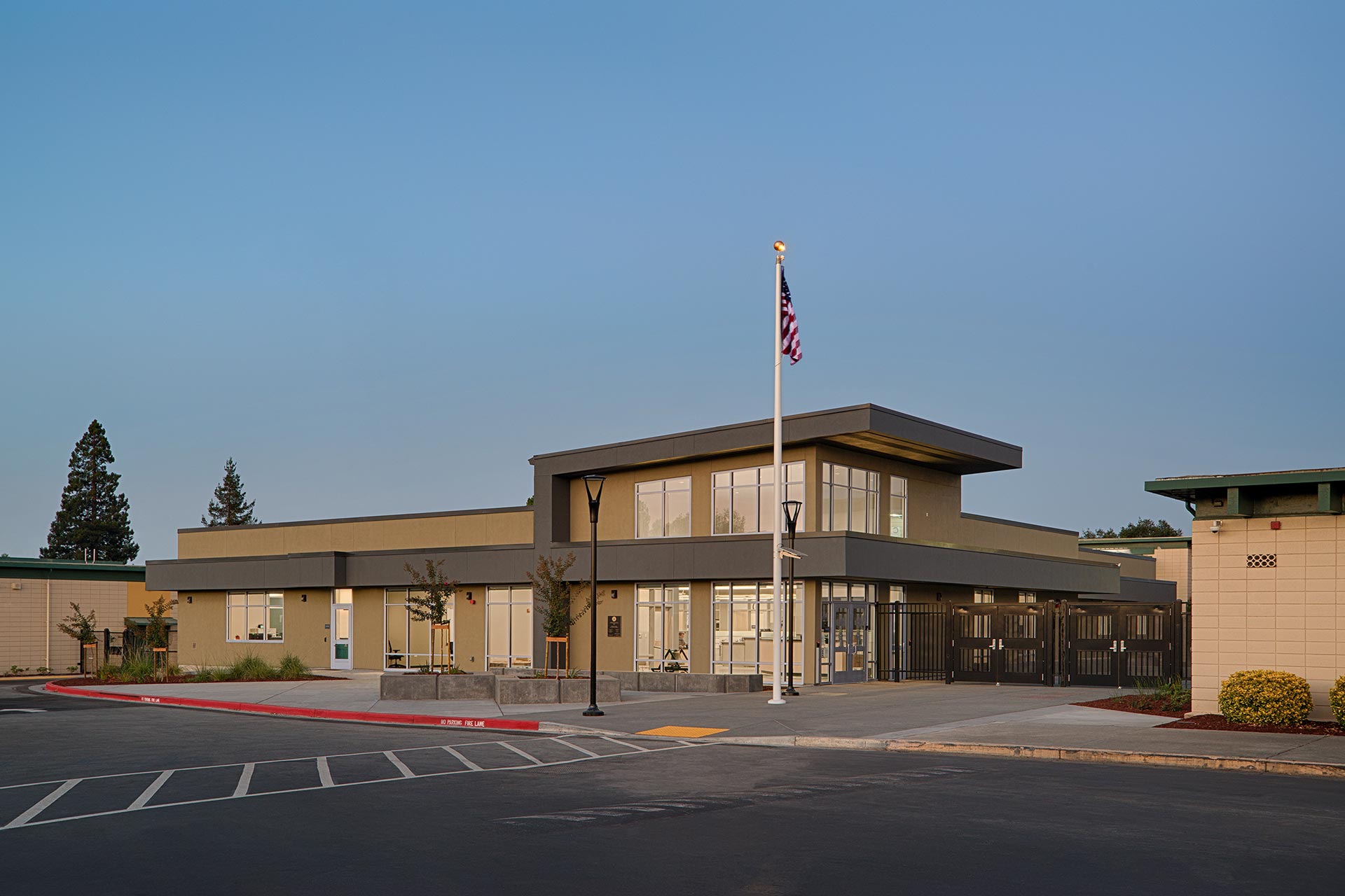 Modern school campus building