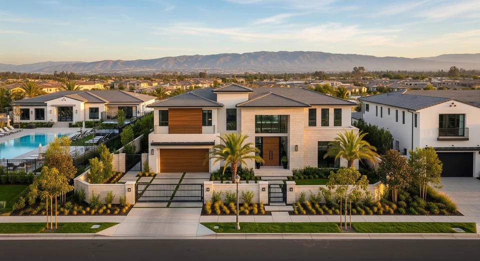 Upscale suburban home exterior in Cupertino