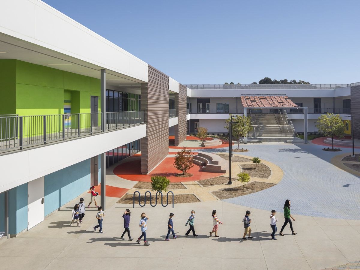 Bright school courtyard near Lakeside, Los Altos Hills, California