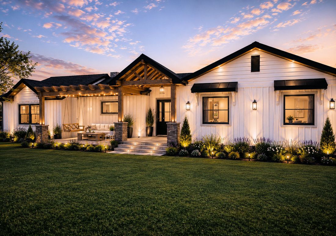 Rustic luxury home exterior among trees in Portola Valley