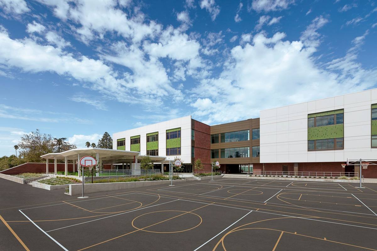 Modern California elementary school building
