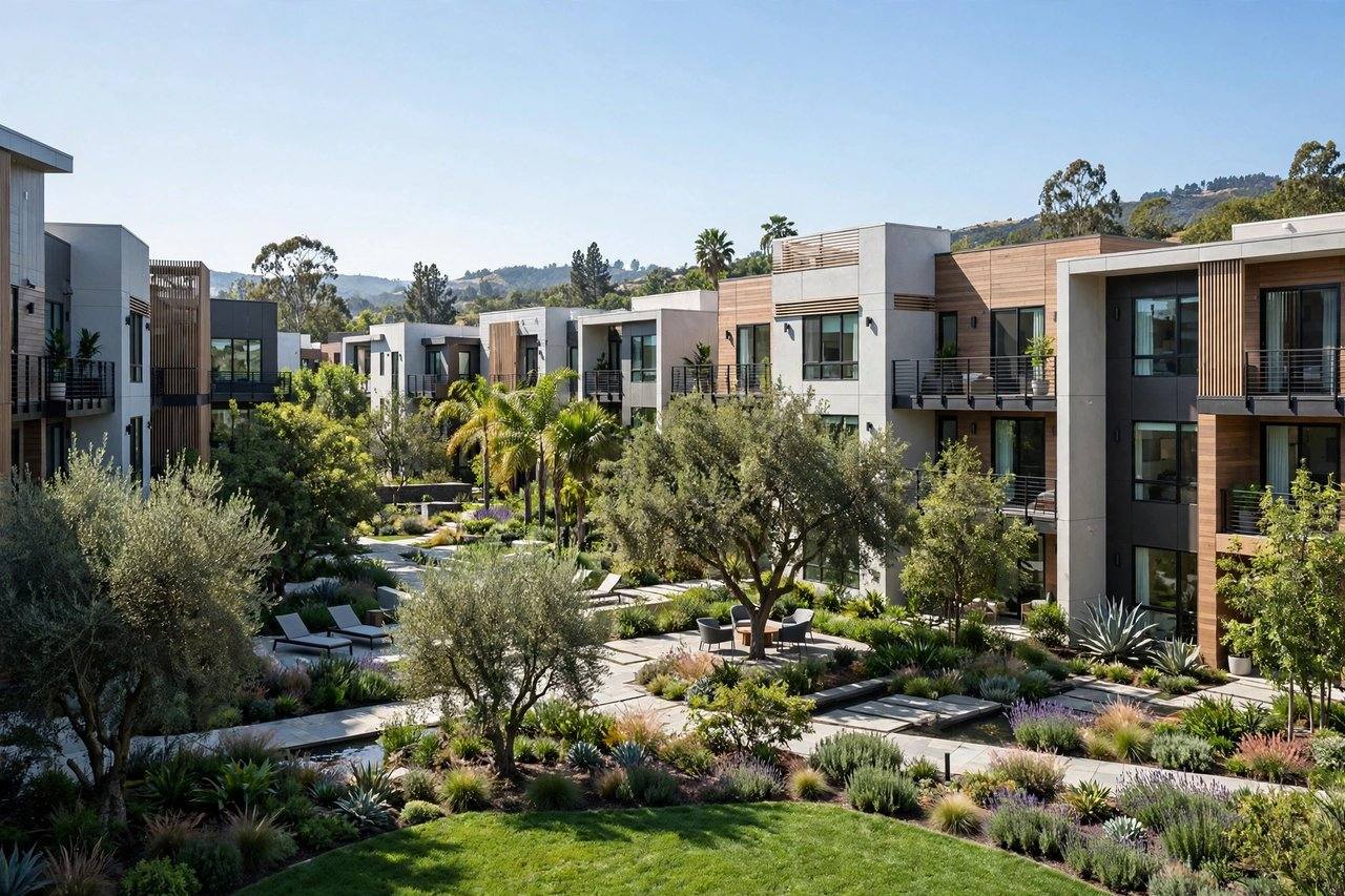 Contemporary condo community in Rivermark, Santa Clara