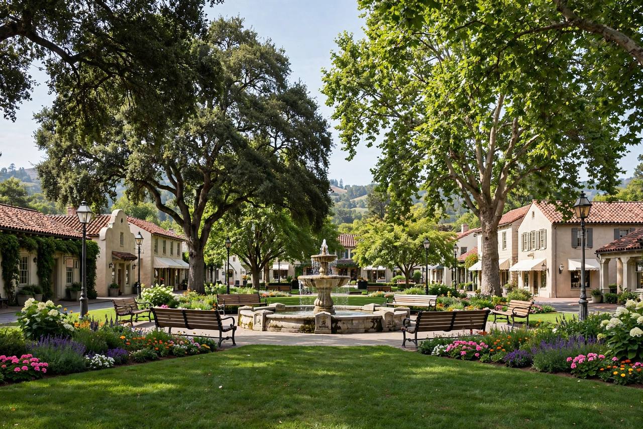 Village park in Saratoga Village