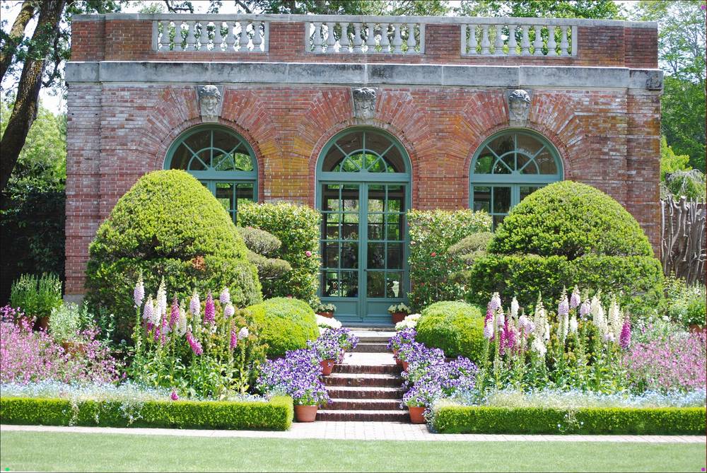Formal garden conservatory at nearby Filoli, below the Skyline ridge