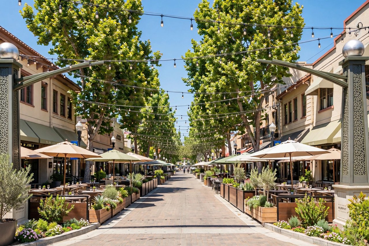 Downtown Murphy Avenue with restaurants, Sunnyvale California