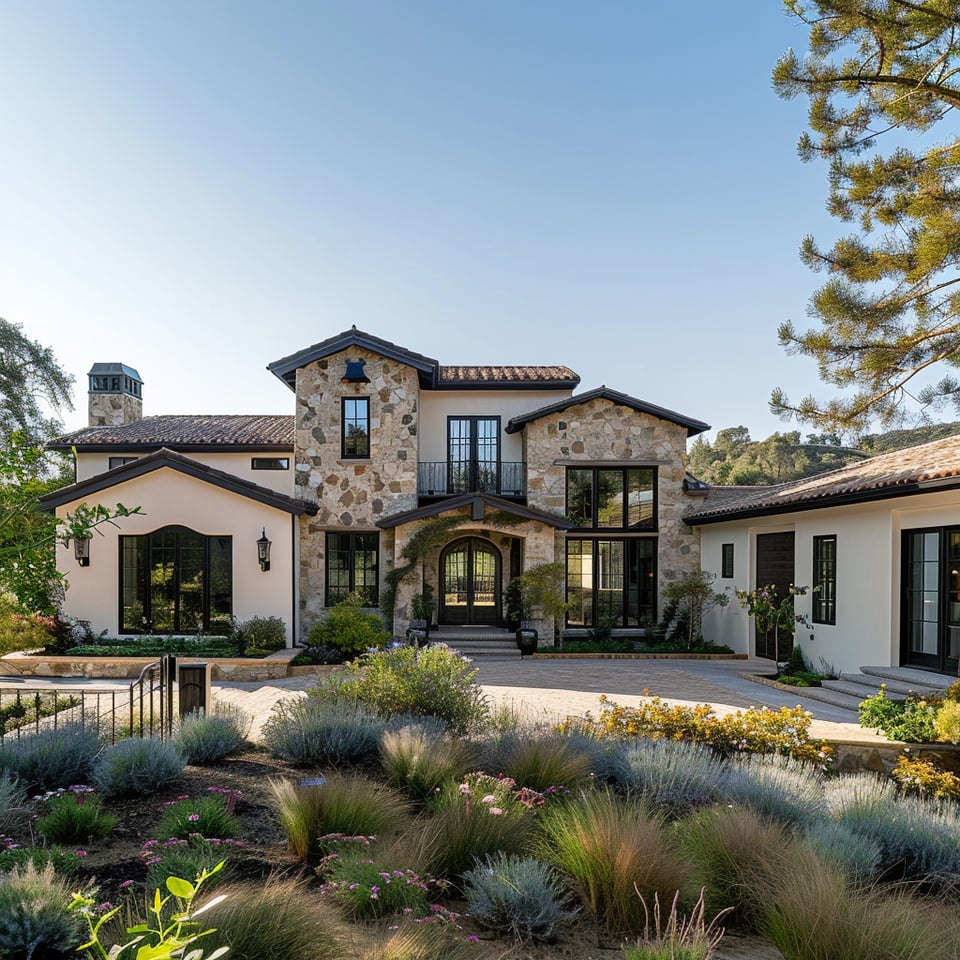 Mediterranean luxury home exterior in Atherton