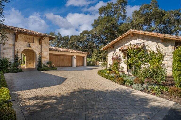 Representative Woodside Hills villa with motor court and gardens